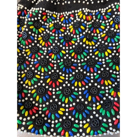 Vintage Multi Color Beaded Cinch Purse 70s - Picture 2 of 9